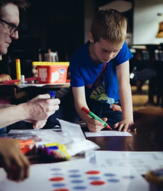 A boy writing