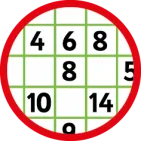 Round icon with number grids